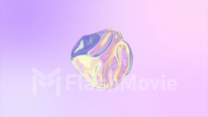 3D animation of an abstract smooth liquid shape. Holographic fabric ball with ripple and swirl. 3d illustration