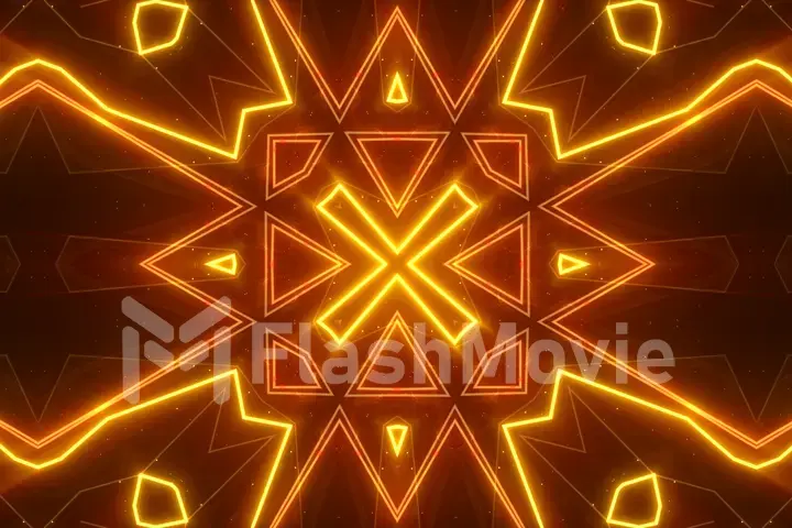 Abstract orange seamless loop kaleidoscope multicolored patterns motion graphics background 3d illustration