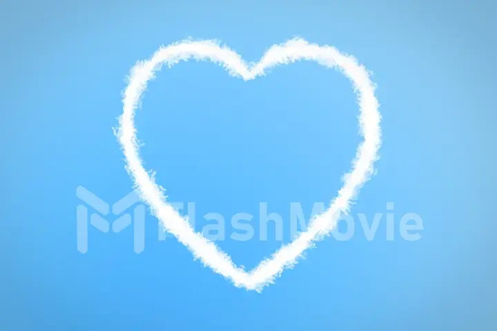 Cloud looking as heart symbol in the blue sky copy space