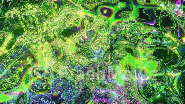 Abstract fluid moves in a stream. Green color. 3d illustration