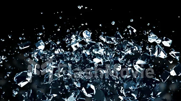 The destruction of the glass sphere in slow motion on black background 3d illustration