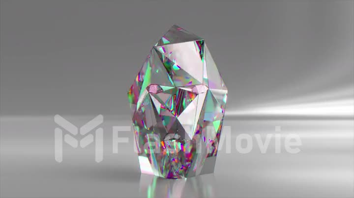 The concept of self-improvement. A piece of diamond transforms into a human face. Metamorphosis. 3d animation