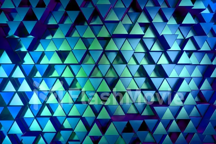 Abstract background of metal glossy triangles. Modern fashion lighting. 3d illustration