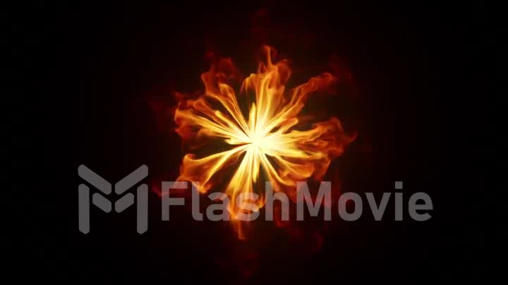 A round clot of fiery energy emitting flames in slow motion