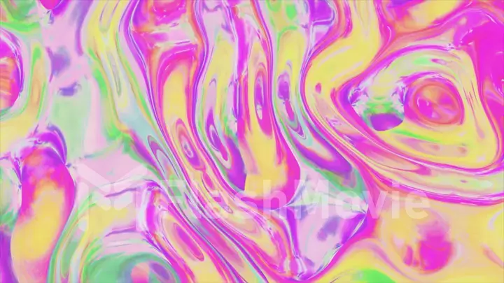 Animated 3D waving fabric texture. Liquid holographic background. Smooth wave surface of silk fabric with ripples and folds of fabric. 3d illustration