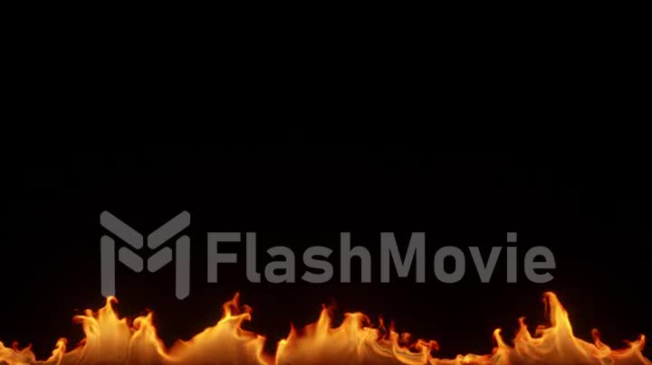 Fire burns in slow motion on a black isolated background. Realistic 3d render