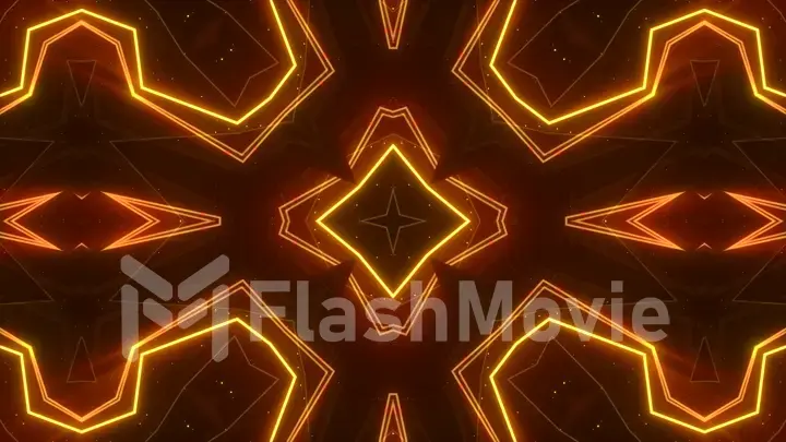 Abstract orange seamless loop kaleidoscope multicolored patterns motion graphics background 3d illustration