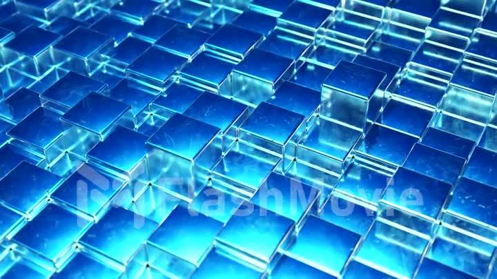 Abstract blue metallic background from cubes