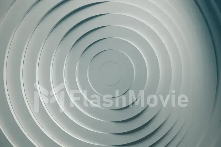 Abstract pattern of circles with the effect of displacement. White clean rings animation. Abstract background for business presentation. 3d illustration