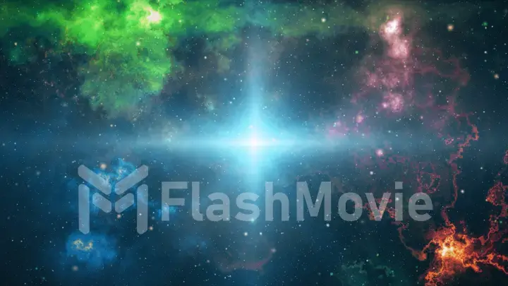 A big explosion in space. Stars and planets scatter in space, the birth of the universe 3d illustration