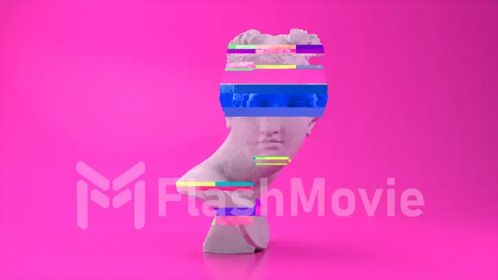 Glitch of Venus head on pink background. 3d illustration