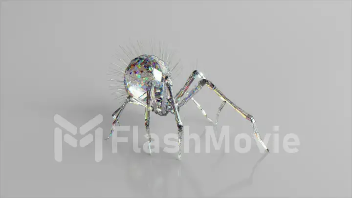 The diamond spider. The concept of nature and animals. Low poly. White color. 3d illustration