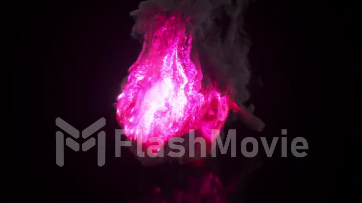 Burning Collection. Fire lion. Nature and animals concept. Running lion. 3d animation of seamless loop.
