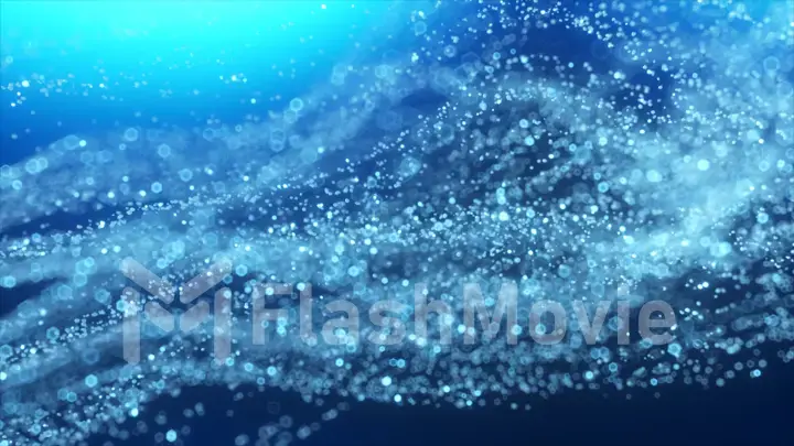 Abstract digital wave of particles and blue abstract background, cyber 3d illustration or technology background.