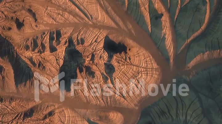 Scene from the red planet Mars, colored yellow. Surface storm, exploration of space and other life forms, desert universe. 3D rendering animation.