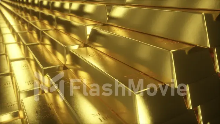 3d illustration of stairs made of gold bars or bullions. Success or getting rich concepts