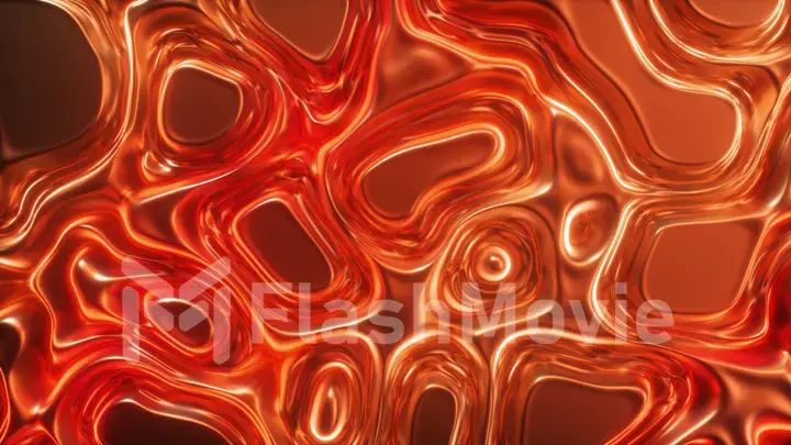 Abstract animation of wavy surface forms ripples like in fluid surface and the folds like in tissue. Red silky fabric forms beautiful folds. 3d illustration