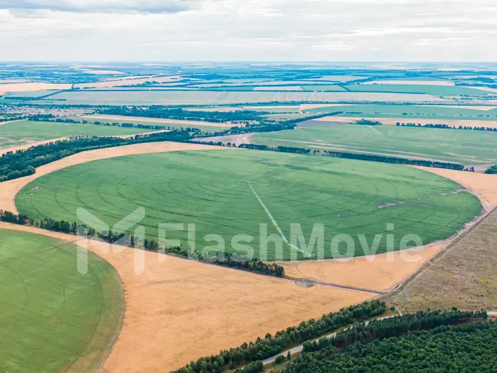 Farm fields with a bird's-eye view. Nature background