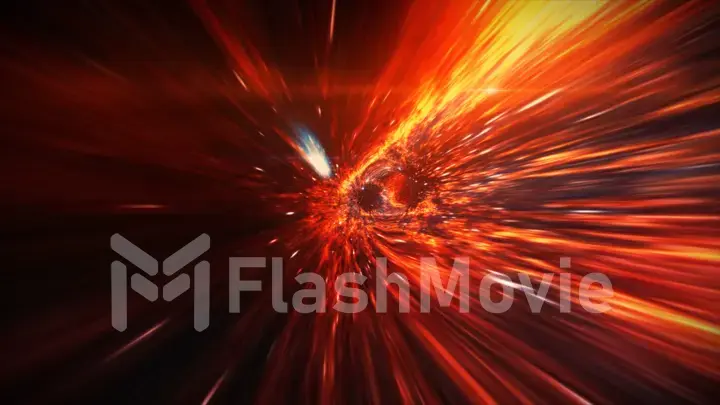 Distortion of space-time in space. Flying into a black hole