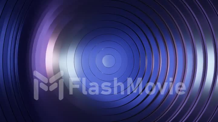 Abstract pattern of circles with the effect of displacement. Modern blue light. Clean rings animation. Abstract background for business presentation. Seamless loop 4k 3d render
