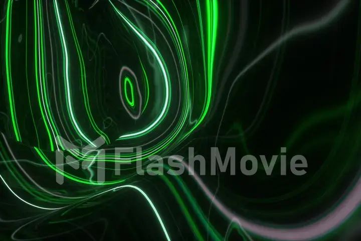 3d illustration, abstract topographic animation background, fluorescent ultraviolet light, glowing neon lines, move inside, green spectrum, modern colorful illumination