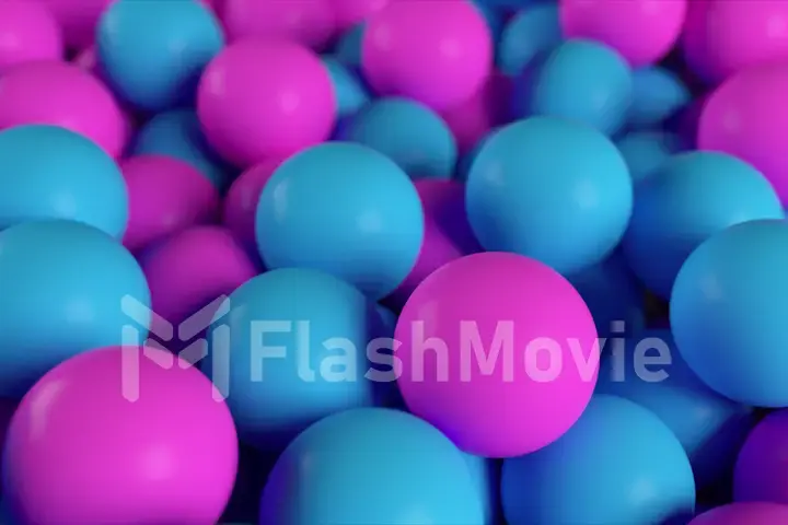Colorful 3d illustration background from a pile of abstract blue and purple spheres