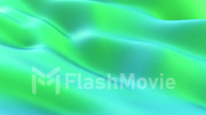 Abstract motion background. Green modern fluid noise background. Deformed surface with smooth reflections and shadows. Seamless loop 3d render