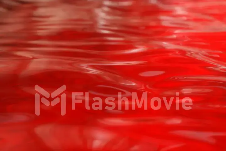 Red wave moving liquid surface. Water ripples. 3d illustration
