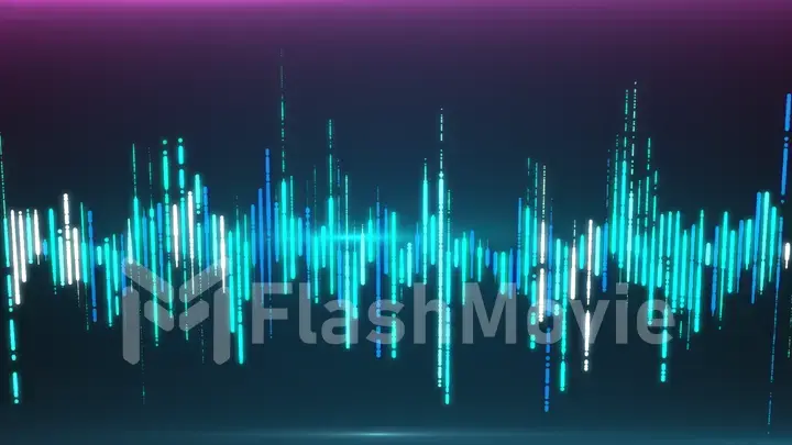 Single colorful eq, equalizer element isolated on dark background. sound audio wave, frequency, melody, soundtrack in night for dance electronic disco music