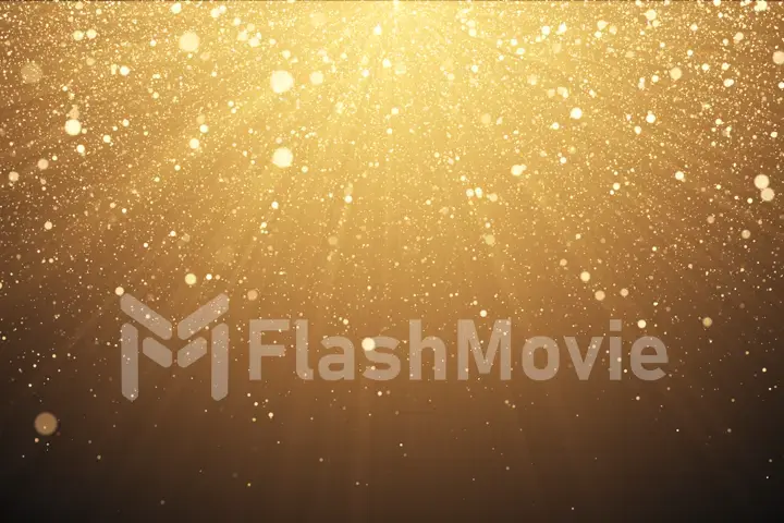 Gold glitter background with sparkle shine light confetti effect 3d illustration