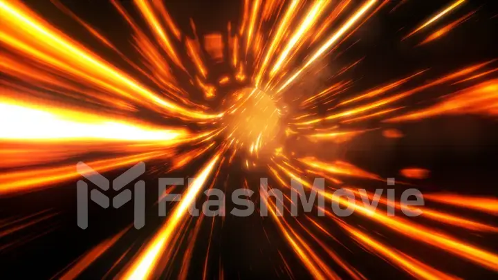 3d illustration abstract fire wormhole with flash