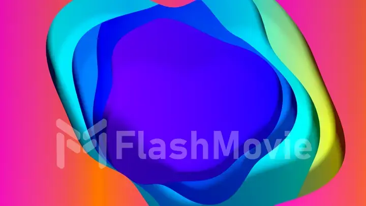 Abstract colorful background with multiple layers of wave surface with different gradients. Copy space. Childrens background. 3d illustration