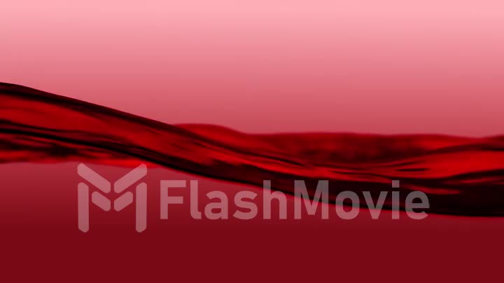Beautiful water surface. Light red color. Abstract background with animation waving of waterline. Seamless loop 3d render