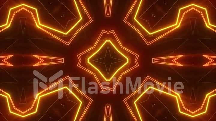 Abstract orange seamless loop kaleidoscope multicolored patterns motion graphics background