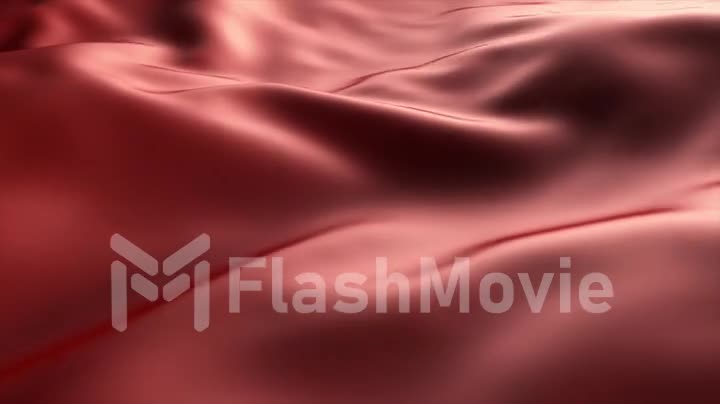 Red wave background. Abstract seamless loop 4k animation of red liquid background. Silk texture. Cloth, velvet, amber, oil.