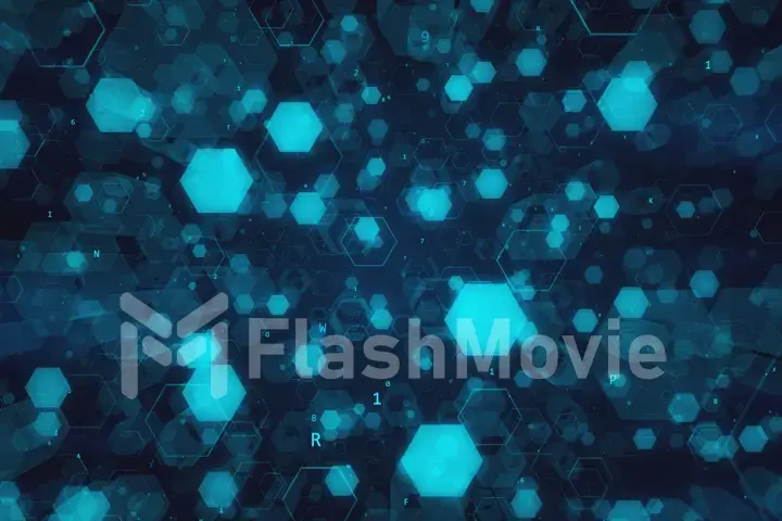 Abstract technological background of glowing hexagons. High-quality 3D illustration for financial, banking, web technologies or social background.