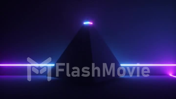 Glowing neon light pyramid