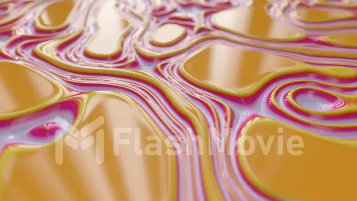 Abstract wavy dynamic surface. Colorful abstract liquid background with ripple wave. Motion design template. 3d illustration