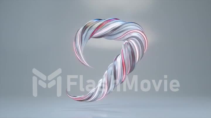 Collection Living Alphabet. Unique twisted letters. White gray pink color. Letter J. 3d animation of seamless loop