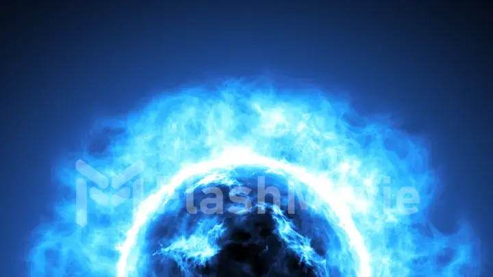 Futuristic abstract blue sun in space with flares. Great futuristic background