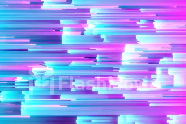 Abstract 3d illustration of pixel sorting pattern glitch effect. Use in music video, transitions, broadcast, Fluorescent ultraviolet light Blue pink spectrum