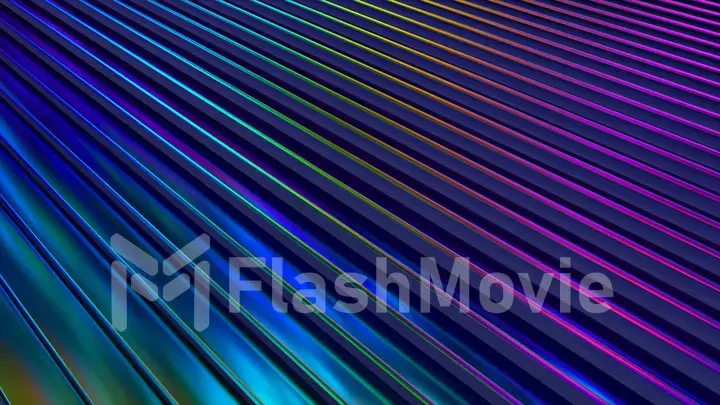 3d wavy surface. Abstract waving background with neon ripples. Liquid multicolor pattern, moving shapes. 3d illustration