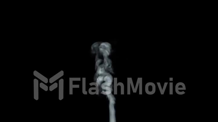 White smoke rises from a large pot, which is located behind the frame. Isolated seamless loop black background.