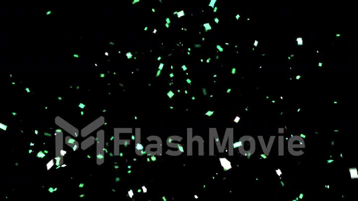 Green Confetti Party Popper Explosions on a Black Backgrounds