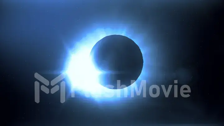 Full solar eclipse. The Moon mostly covers the visible Sun creating a diamond ring effect. This astronomical phenomenon can be seen as a sign of the End of the World. 3d illustration