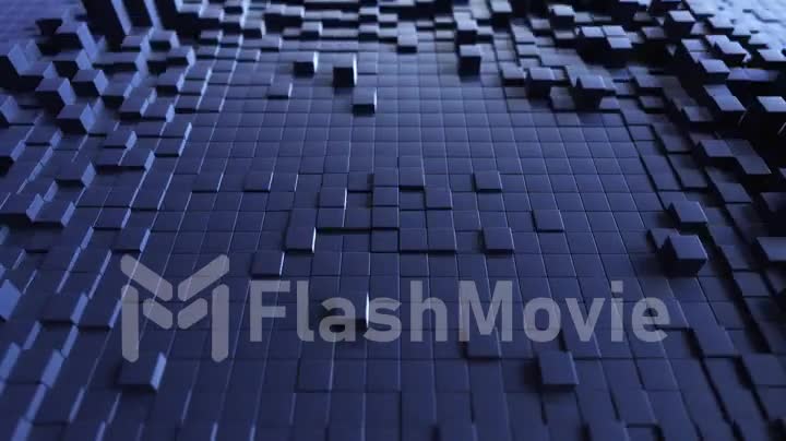 Abstract wave background with a black moving cubic surface