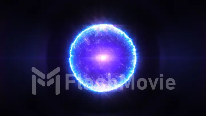 Magic plasma ball in blue and purple colors 3d illustration