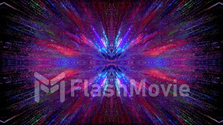 An explosion of colors on a dark background. Blue and purple color. 3d illustration