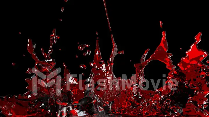 Spectacular splash of wine 3d illustration, on black isolated background