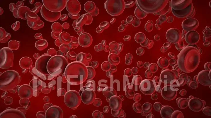View under a microscope, blood-red blood cells in a living body, 3d illustration.